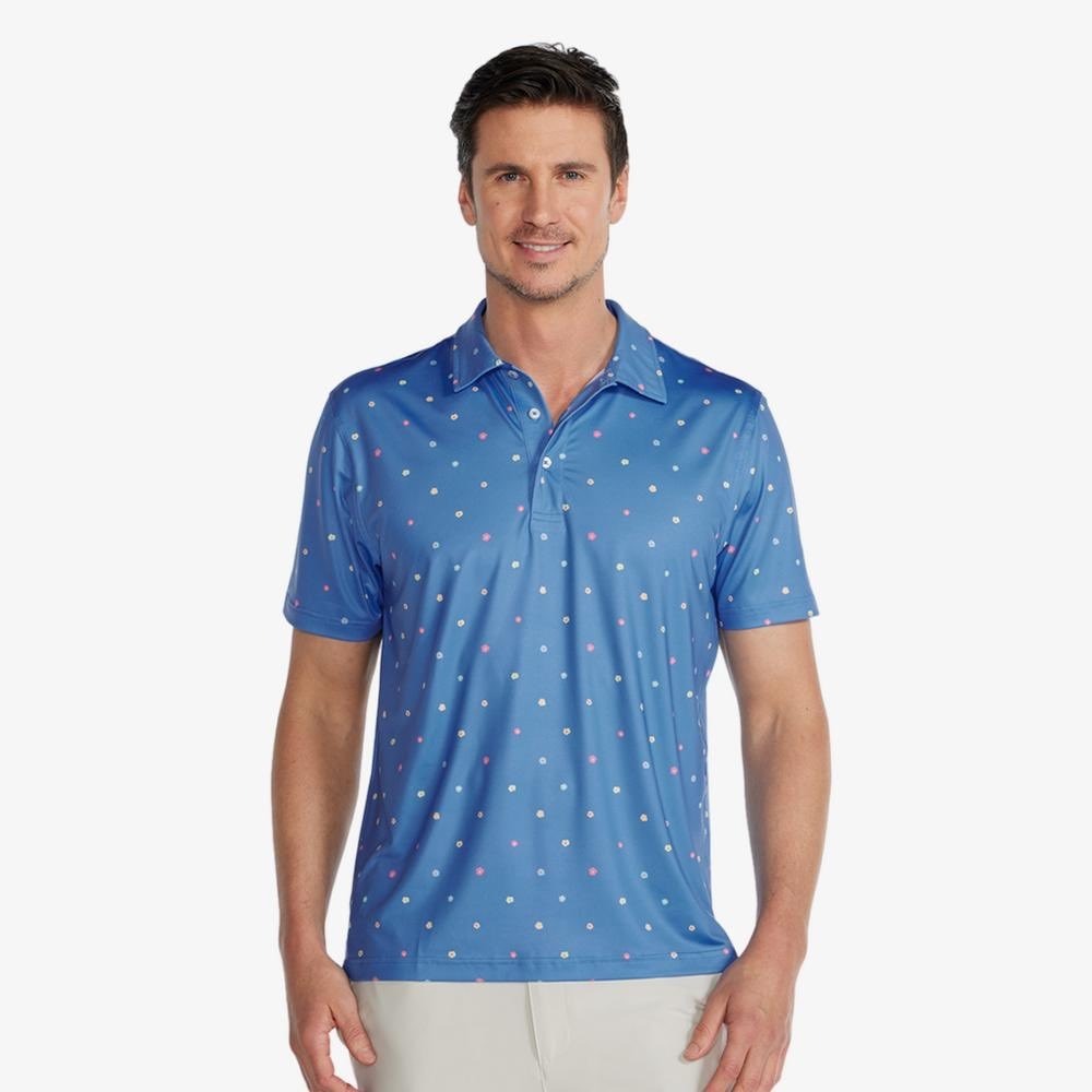 Chubbies Pollen Count Performance Polo Blue Floral Print Large Excellent Summer